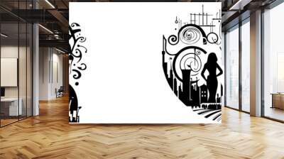 black and white animal Wall mural