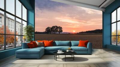 Colorful Sunset in Rural Farm Land Wall mural