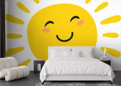 sun cartoon character set of hand drawn funny cute sun icon illustration Wall mural