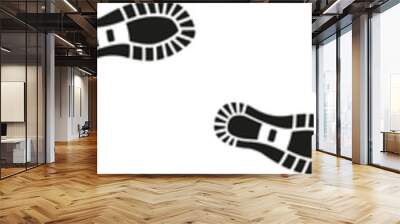 Tracking footprints. Human footstep shoe sole trail icons, people boots trace silhouette footpath prints hiking route navigation. Vector isolated collection Wall mural