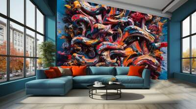 Bold and Vibrant Graffiti style colorful illustration background/wall art Wall mural