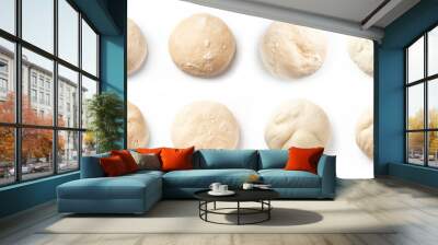 Fresh raw dough ball set isolated on white background. Wall mural