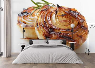 grilled onion piece on white background Wall mural