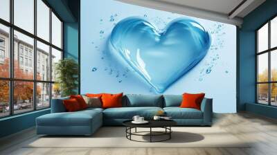  a blue heart shaped object with water droplets on it's surface.  generative ai Wall mural