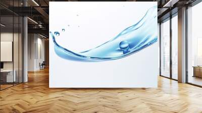  a blue water wave with bubbles on a white background with water droplets.  generative ai Wall mural