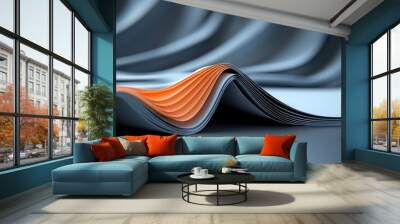    a book on a table with a focused view of an orange wave on top Wall mural