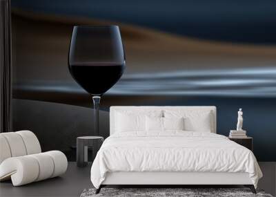   A bottle of wine sits on a table with a glass of wine nearby Wall mural