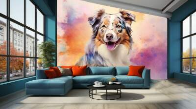  a collie dog with a colorful background and a watercolor effect.  generative ai Wall mural