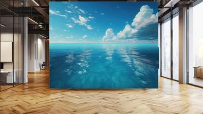  a large body of water under a cloudy blue sky with a few clouds in the sky and a few clouds in the water below it.  generative ai Wall mural