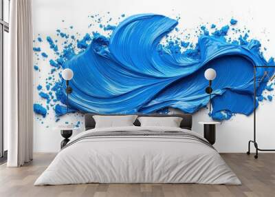   Blue paint smudged on a white surface, adorned with many blue sprinkles Wall mural