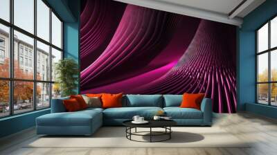 a purple abstract background with wavy lines and a black background with a pink center and a white c Wall mural