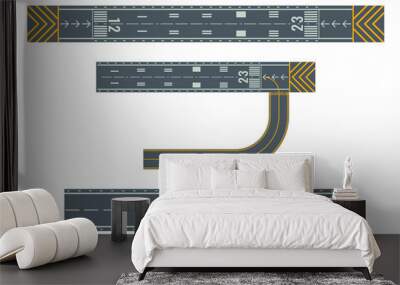 Airport runways for taking off and landing aircrafts Wall mural