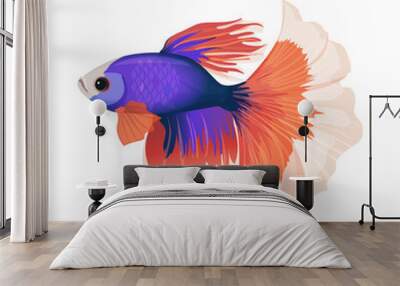 Betta small colorful, freshwater ray-finned fish realistic vector illustration Wall mural