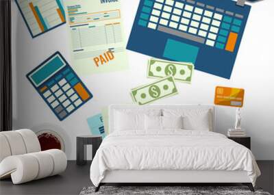 Budget plan human hands and papers on vector illustration Wall mural