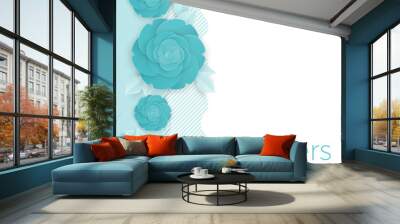 Flowers background with three dimensional blue rose Wall mural