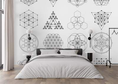 Sacred geometry vector design elements. Alchemy, religion, philosophy, spirituality, hipster symbols and elements Wall mural