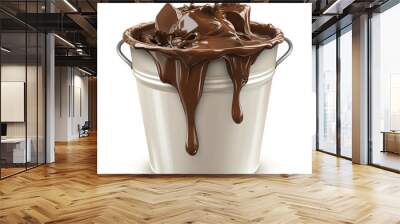 chocolate melting in bucket, isolated on a transparent background Wall mural