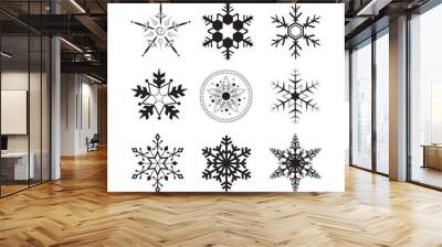 Decorative Snowflake Brush Set Wall mural