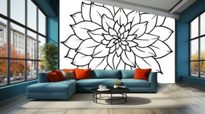 chrysanthemum outline coloring book page line art illustration digital drawing Wall mural