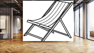 deck chair outline coloring book page line art illustration digital drawing Wall mural