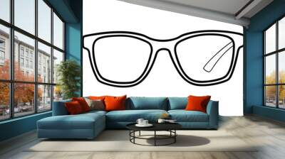 glasses outline coloring book page line art illustration digital drawing Wall mural