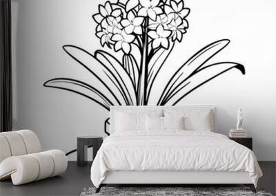 Hyacinth flower outline illustration coloring book page design, Hyacinth flower black and white line art drawing coloring book pages for children and adults
 Wall mural