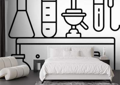 laboratory outline coloring book page line art drawing Wall mural