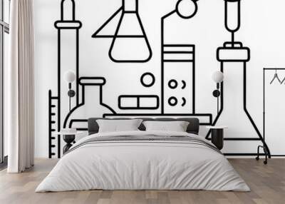 laboratory outline coloring book page line art drawing Wall mural