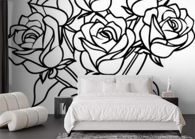 Rose flower outline illustration coloring book page design, Rose flower black and white line art drawing coloring book pages for children and adults
 Wall mural