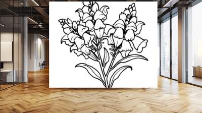 Snapdragon flower outline illustration coloring book page design, 
Snapdragon flower black and white line art drawing coloring book pages for children and adults Wall mural