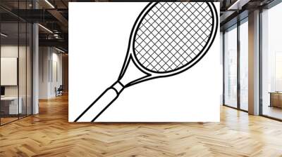 Tennis racket outline coloring book page line art drawing Wall mural