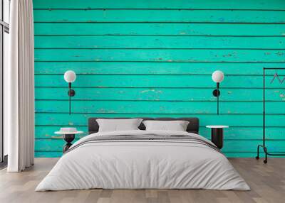 blue green wooden background Wall mural