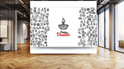 Set of Hand draw Happy Diwali Doodle backgrounds. Objects from Diwali doodle icons.	
 Wall mural