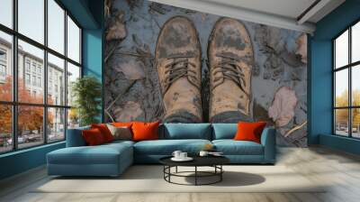 Boots Stuck In Mud Wall mural