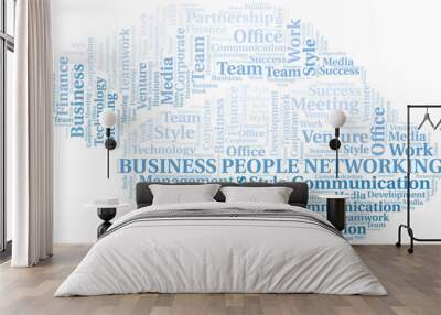 Business People Networking word cloud. Collage made with text only. Wall mural