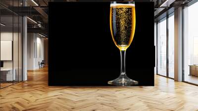 Champagne Glass On A Black Background Wall mural