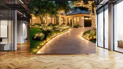 Christmas Lights House Wall mural