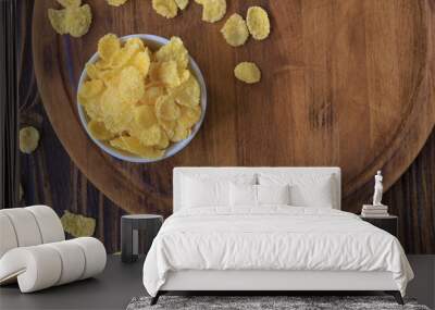 corn flakes in bowl - cereal breakfast. Wall mural