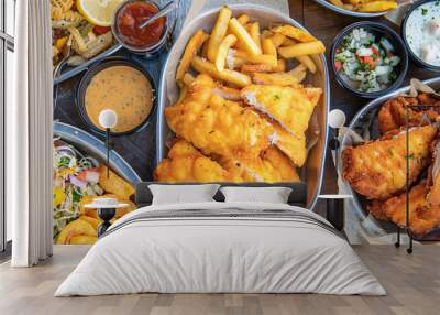 Friday Fish fry set - delicious fish and vegetables Wall mural