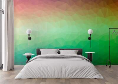 Illustration of abstract low poly green horizontal background. Wall mural