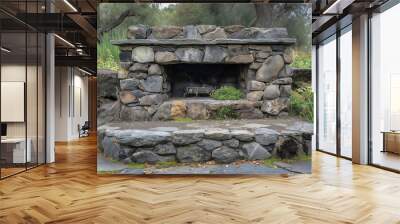 Outdoor stone fireplace Wall mural