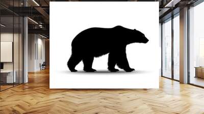 Polar Bear Silhouette, Illustration Isolated On White Background Wall mural