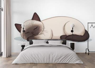 Sleeping cat cartoon Wall mural