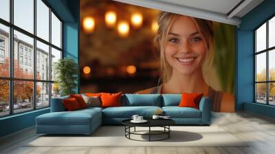 Smiling spa receptionist Wall mural