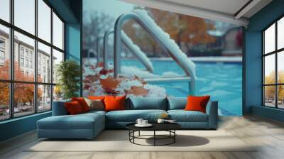 Swimming pool in snow Wall mural