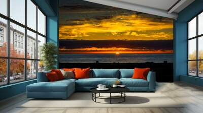 Sunrise over the Atlantic Ocean. Shot from the Dunes of Maspalomas Gran Canaria Wall mural