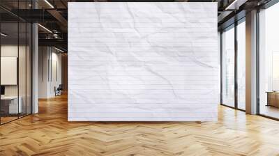 Flat lay of blank blue lined paper with textured, wrinkled backdrop. Wall mural