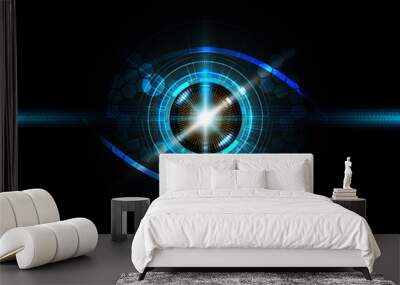 Futuristic eye detection technology concept with binary code vector illustration Wall mural