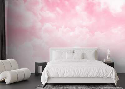 Beautiful white cloud on pink sky background. Abstract color of clouds and sky on pink in sunshine for texture background. Wall mural