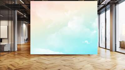 Blue pink pastel sky. The wind blows the soft clouds. Nature banner background. Wall mural